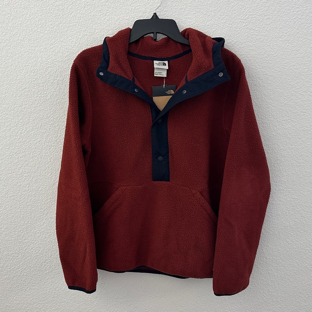 The North Face Men's Carbondale 1/4 Snap Pullover (Size: S) Brick Red/Navy